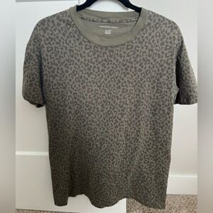 American Eagle Outfitters Short Sleeve Leopard Tee - Olive